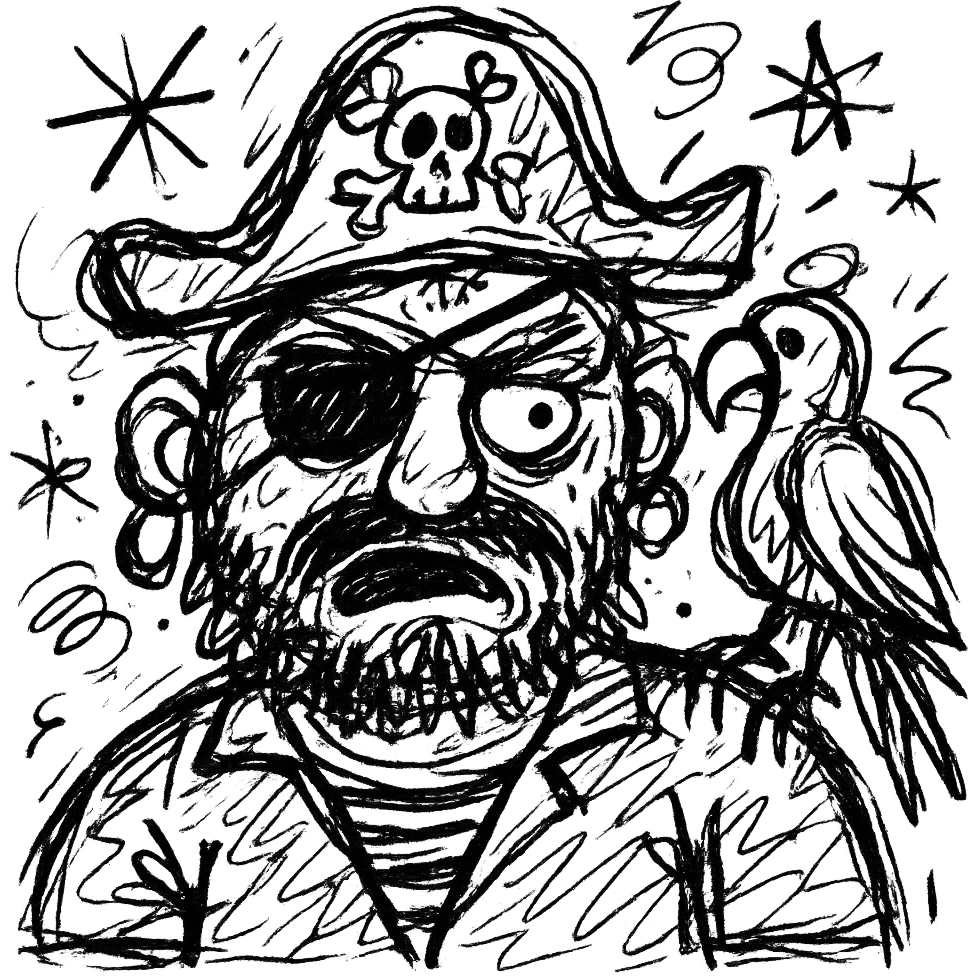 pirate with eye patch and parrot emoji