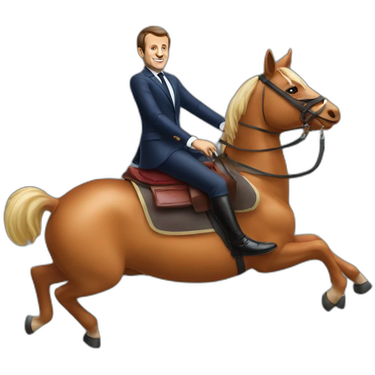 emmanuel macron riding a saussage emoji