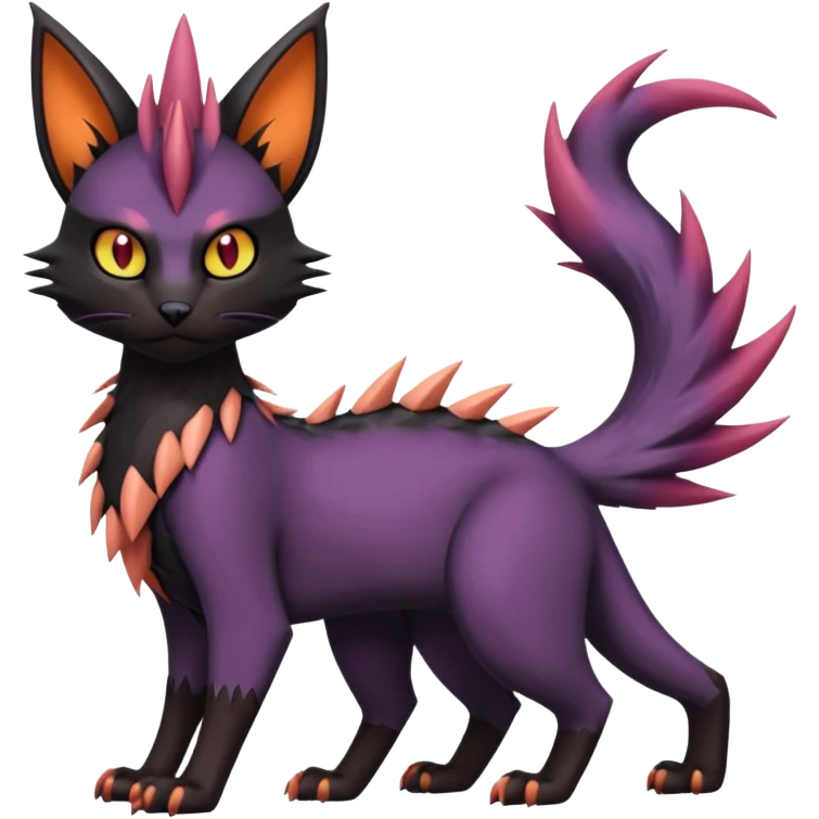 Black edgy Noivern-Noibat-Purloin-Torracat-Lykoi-Caracal-cat-Fakemon-fusion-hybrid-creature emoji