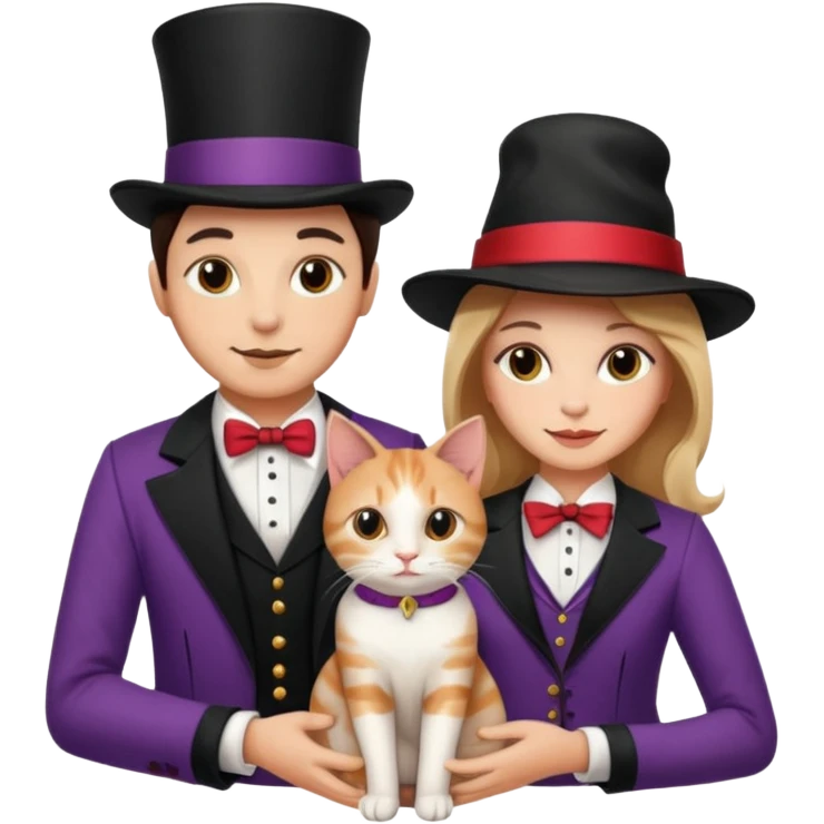 magician couple and their pet cat emoji