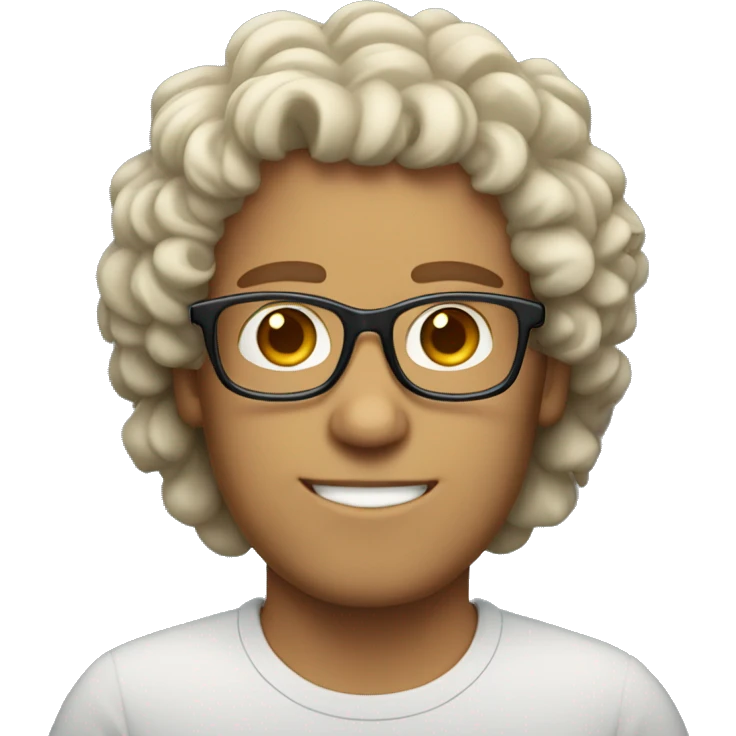 A white guy with rectamble glasses and curly hair  emoji