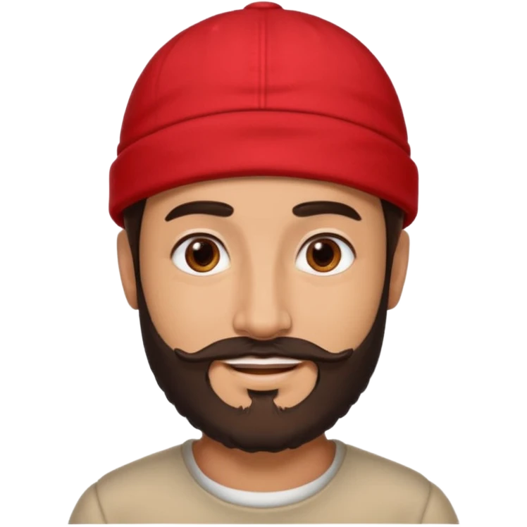arab man with beard wearing a red cap and he handsome and with tan i want it only his face
with dark brown hair and beard emoji