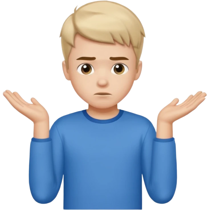 cute boy shrugging his shoulder, boy have good haircut puff style emoji