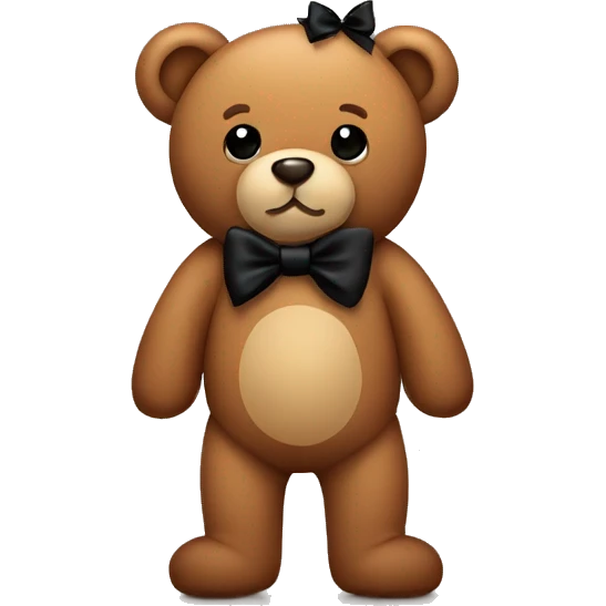Cute brown teddy bear with black bow emoji