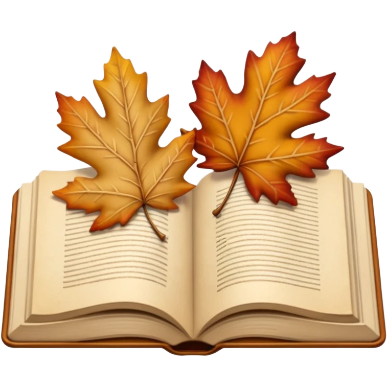 beige autumn open book with leaves on it emoji