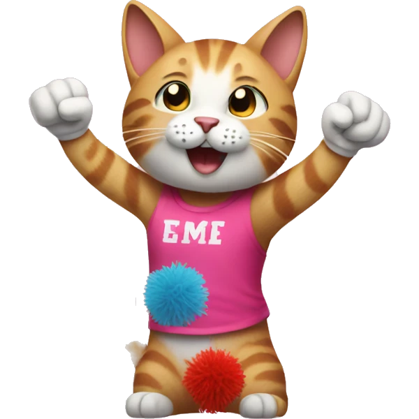 cat cheering up with pom poms on hands
 emoji