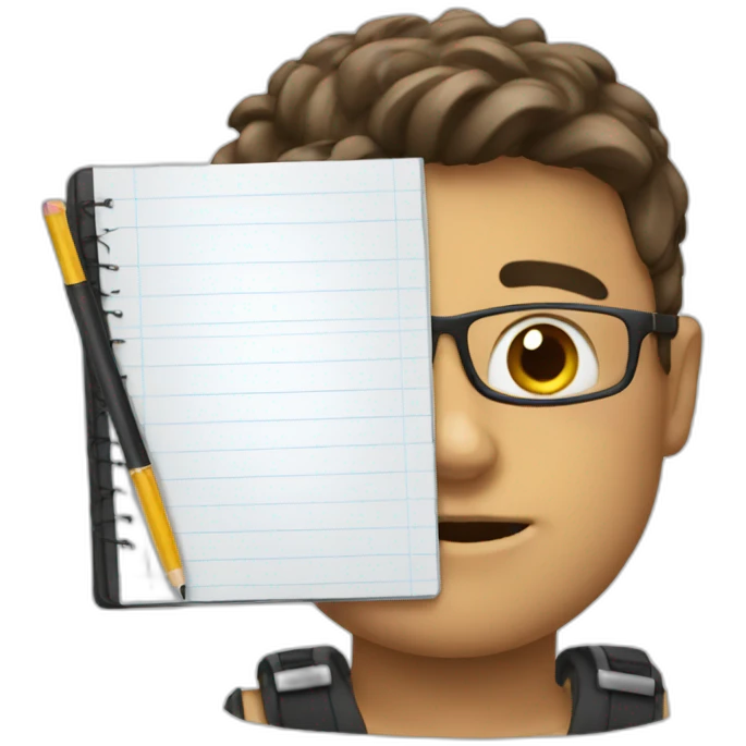 student with the notebook self-study emoji