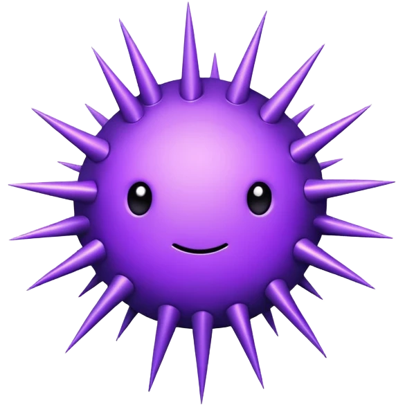 purple circular virus with protruding spikes clean minimal style emoji