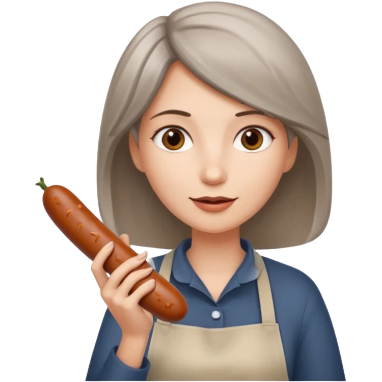 Женщина с пепельными волосами и колбасой emoji