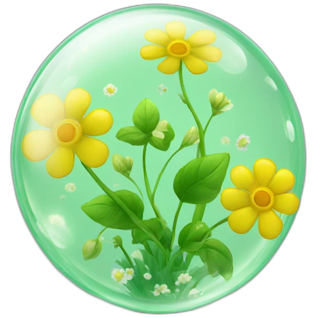 green transparent soap bubble gives flowers emoji