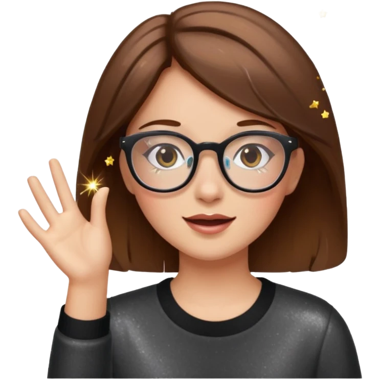 Brown haired Female with glasses throwing glitter emoji