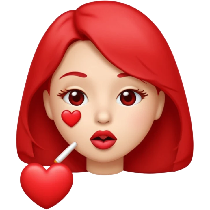 Emoji, face blowing a kiss, puckered lips, small heart emoji
