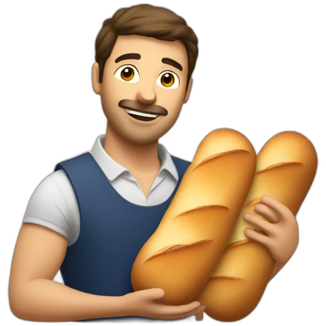 French guy with bread and wine emoji