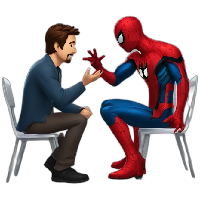 Spider-man talks to iron man emoji