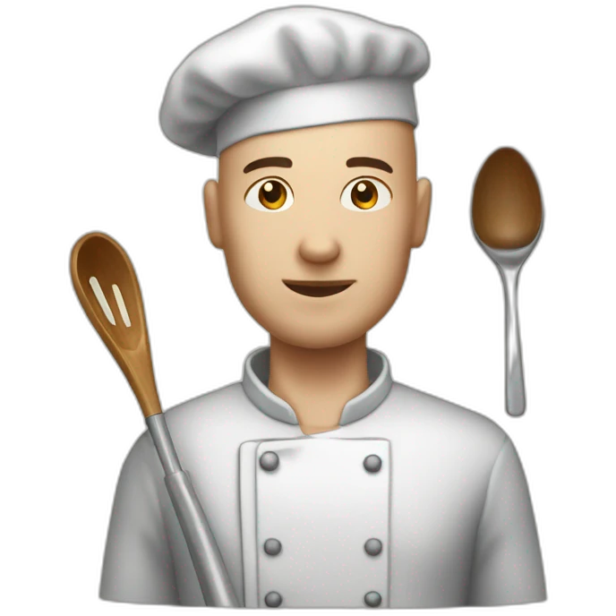 Canteen staff nice but annoying enrobed bald with ladle emoji