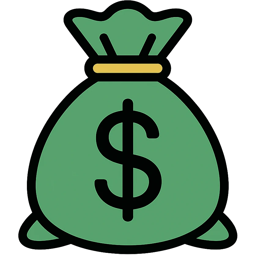 GTA5 inspired money bag, dollar sign, flashy, green and gold, color outline icon style emoji