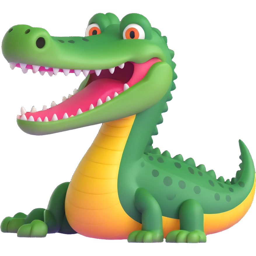 drunk crocodile with spinning eyes emoji