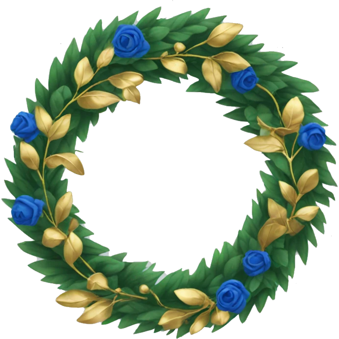 Green wreath with blue and gold decor emoji