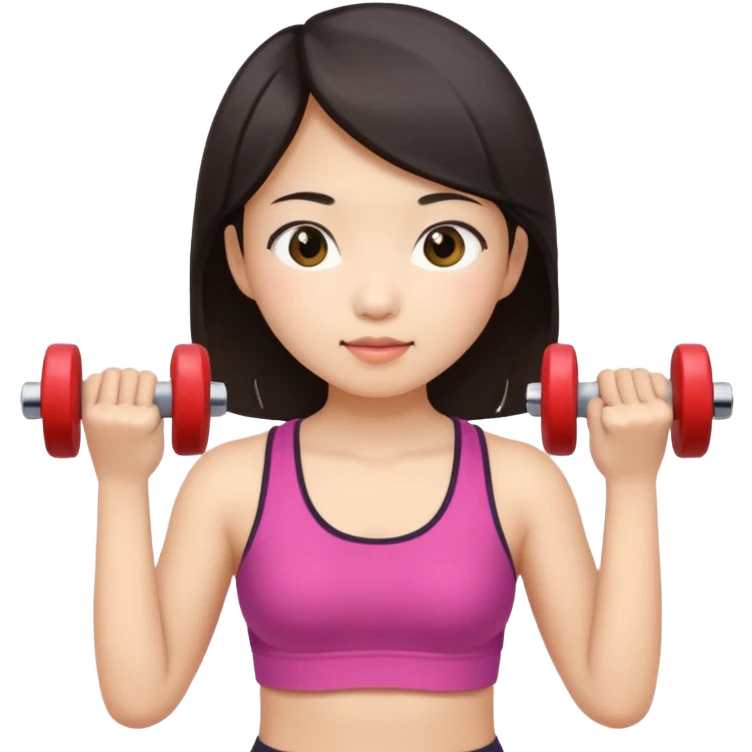 Asian girl exercising with small dumbbells emoji