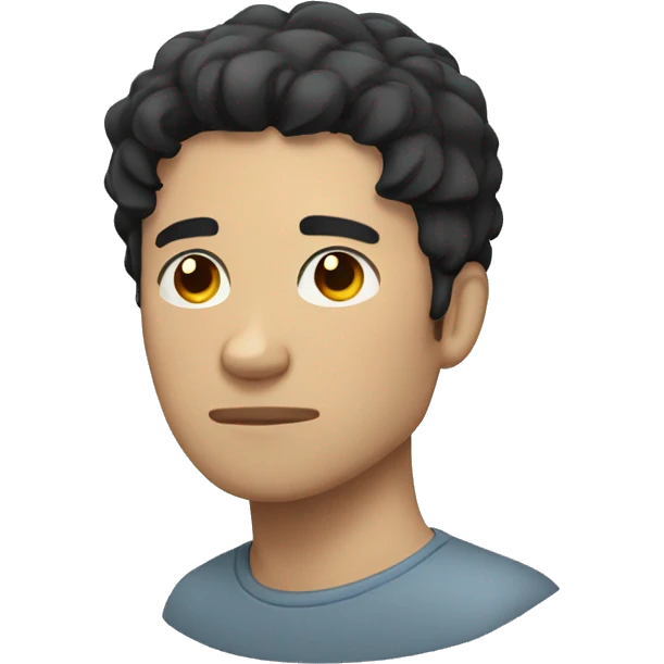 Tired man with black hair and light skin  emoji