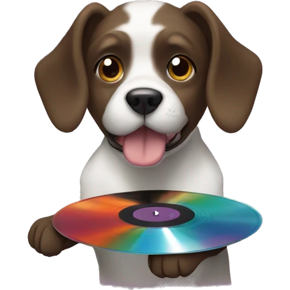 Dog holding a vinyl record  emoji