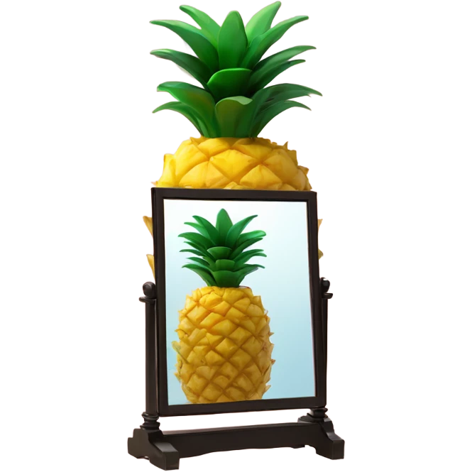 3D 🍍 pineapple looks at its reflection in the mirror emoji