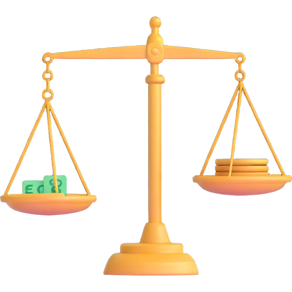 balance scale with euro symbols in both plates emoji