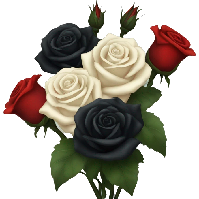 Gothic Black roses and red roses in a bouquet  emoji