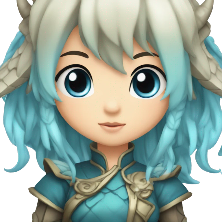 I want you to create an anime dragon chibi girl with blue eyes emote emoji