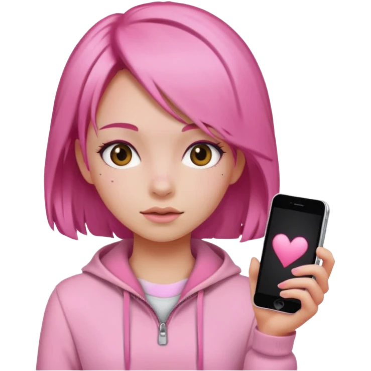 دختر صورتی پوش مو صورتی  emoji