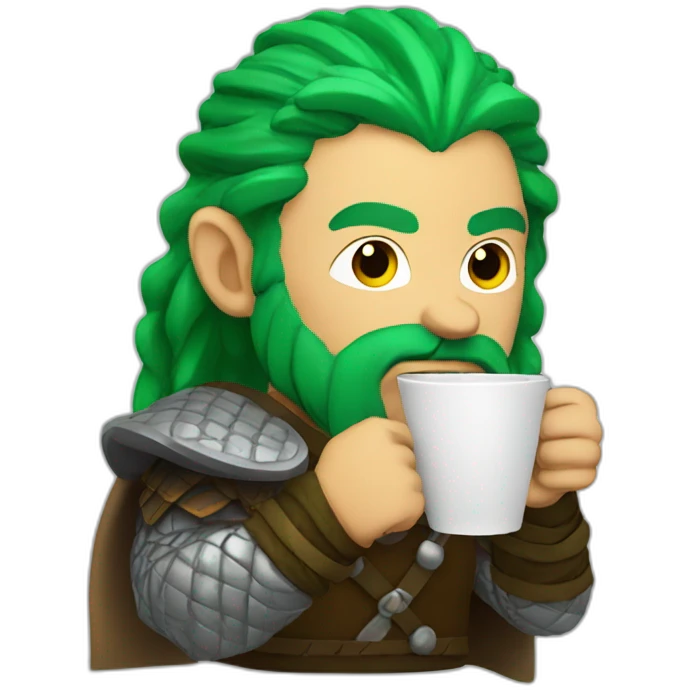 Green Haired Viking Drinking Coffee emoji