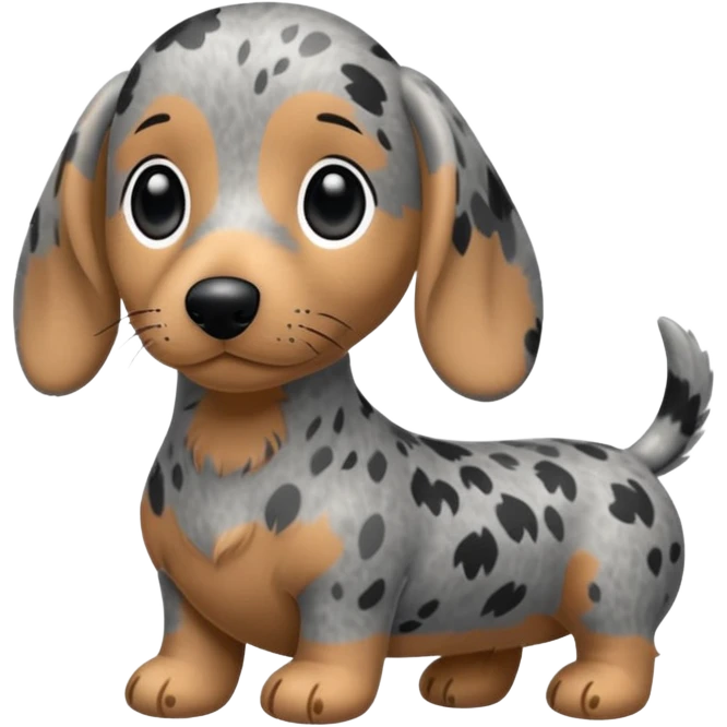 Chibi style Plush gray dappled dachshund  emoji
