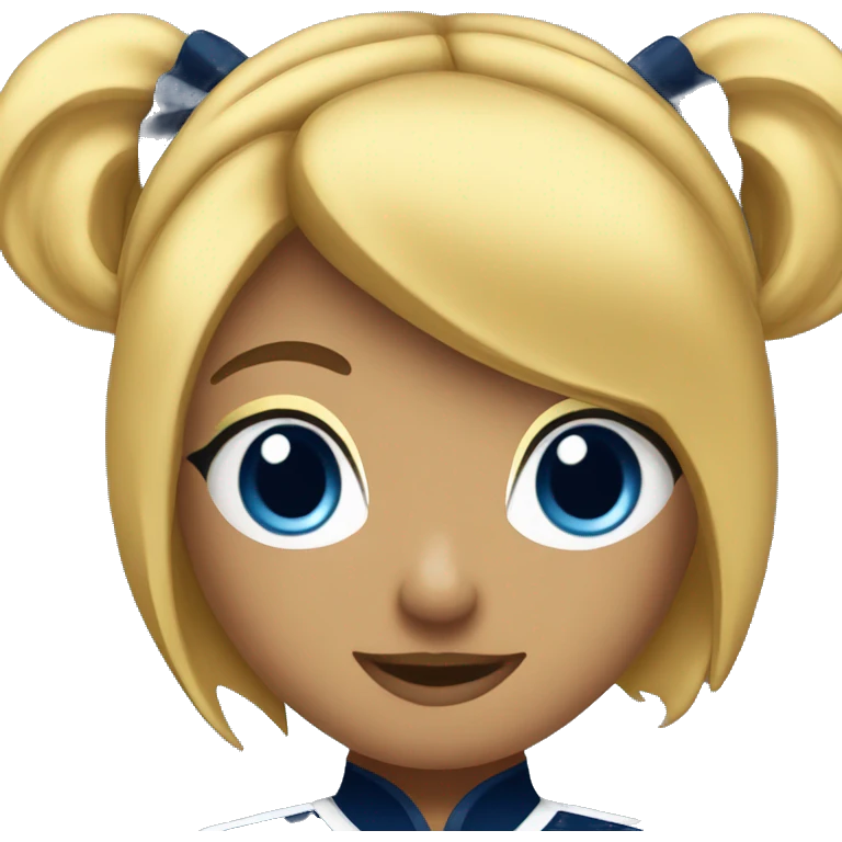 Cheerleader with a placid blue navy blue and gold uniform on  emoji