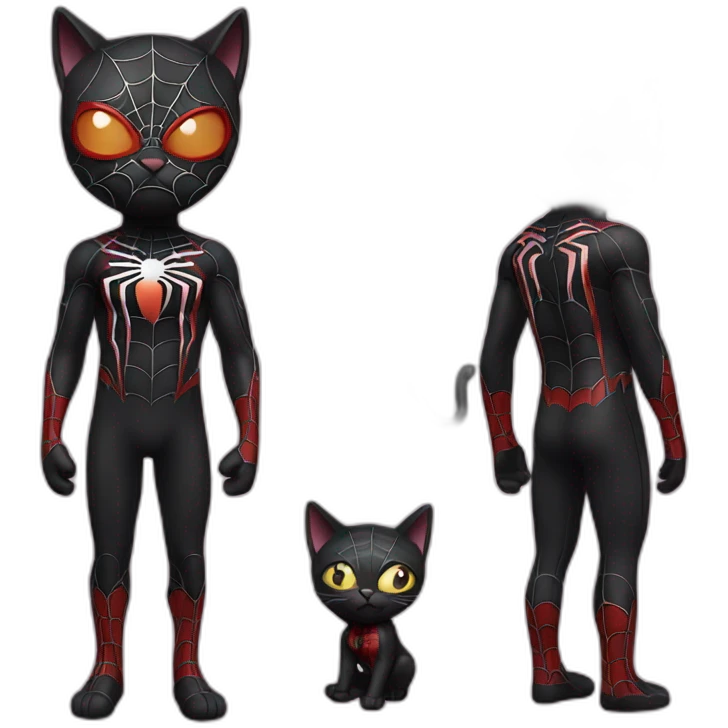 black cat with spiderman suit emoji