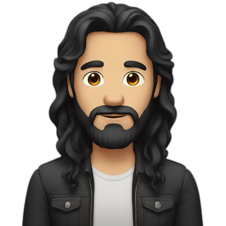 man with long black hair and a beard emoji