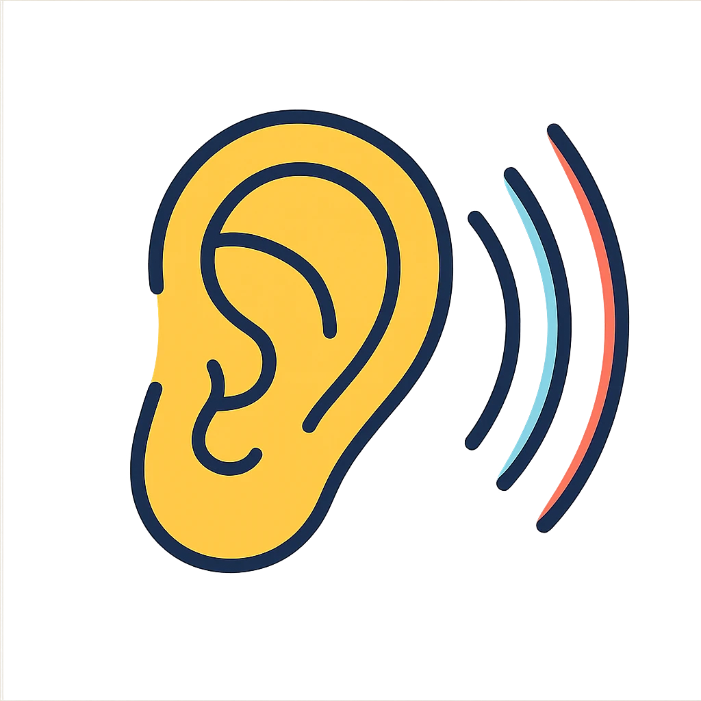 icon of an ear with stylized sound lines radiating outward emoji