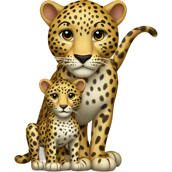 Leopard with cub  emoji