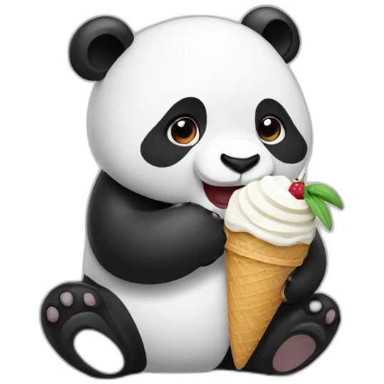 Panda eating ice cream emoji