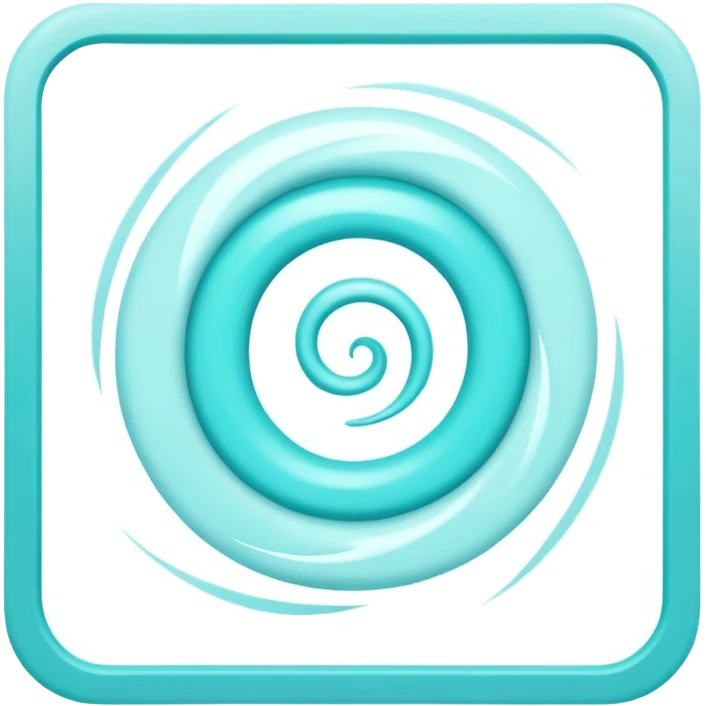 a Tiny compressed Stylized light-turquoise whirlwind symbol inside a pastel white square icon, light turquoise borders emoji