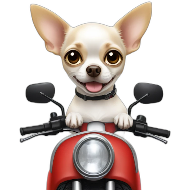 white chihuahua on scooter emoji