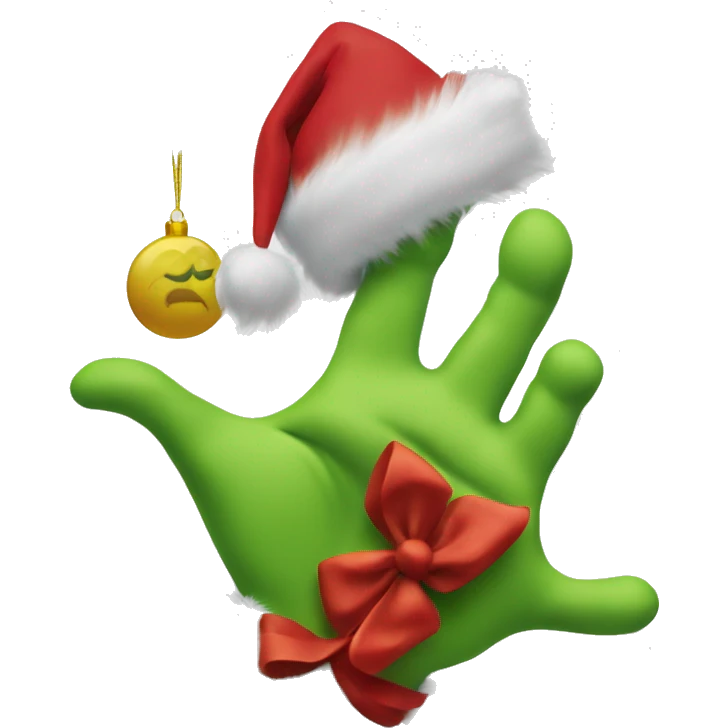 The grinch hand with a ornament  emoji