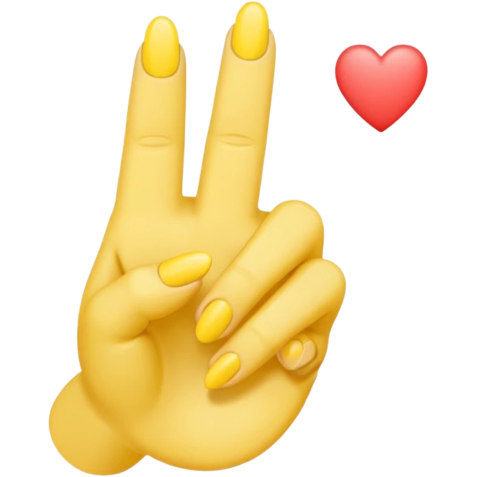 Yellow middle finger emoji with a small heart on the middle fingers nail. Other fingers should remain in the yellow tone emoji