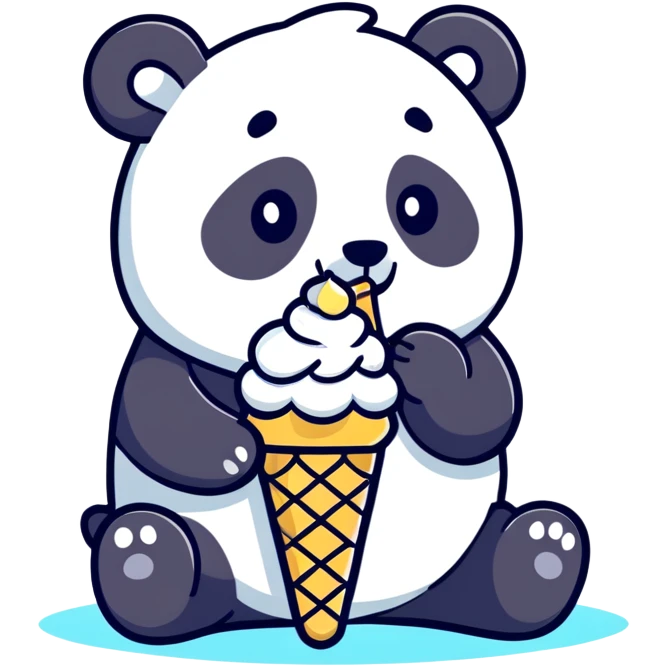Panda eating ice cream emoji