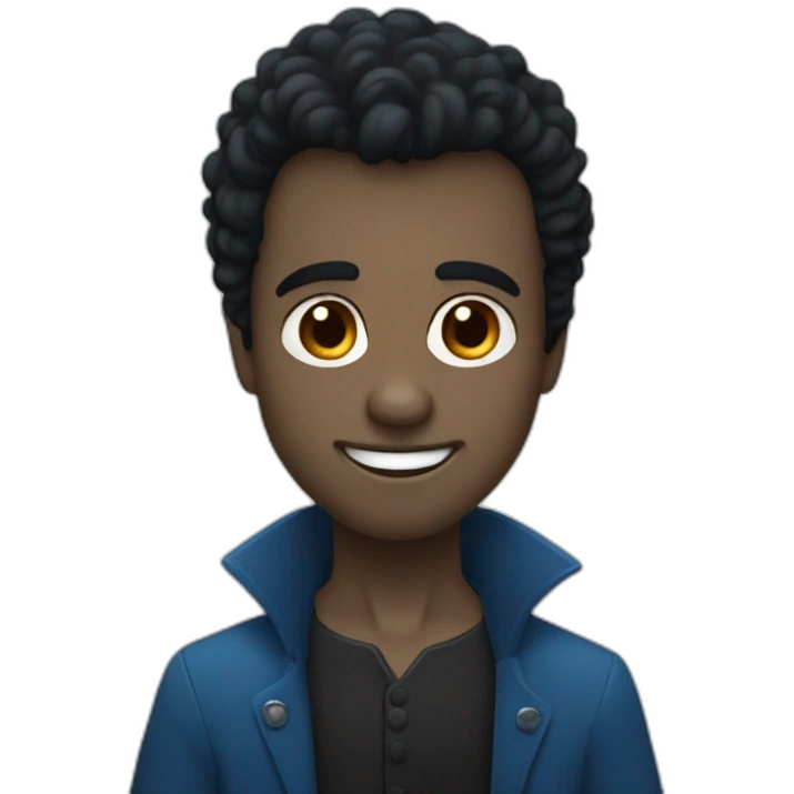 Un jeune homme noir, les cheveux bleus et qui a das dents de vampire. emoji