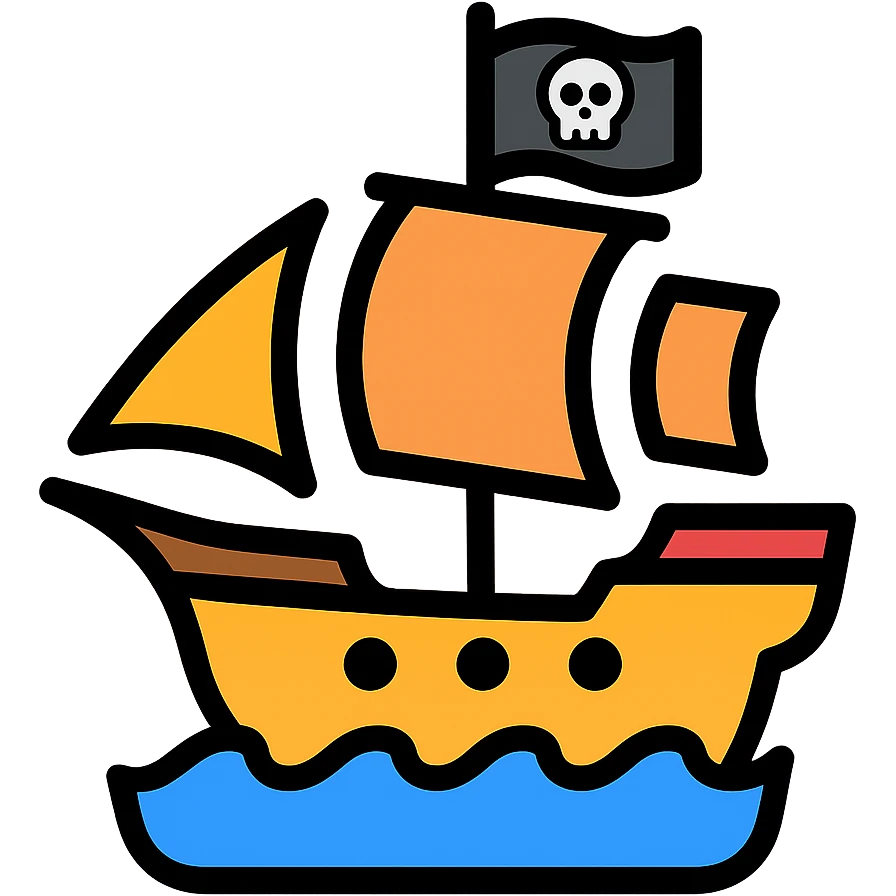 colored pirate ship icon emoji