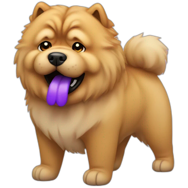 Chow chow dog with purple tongue emoji