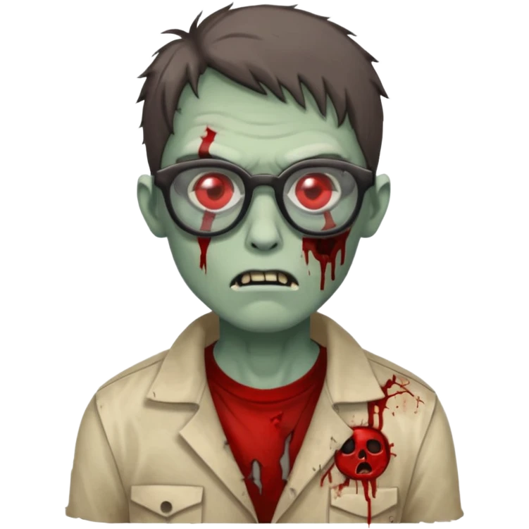 Zombie with big glasses more visible glasses, some difference between zombie and glasses, half body emoji