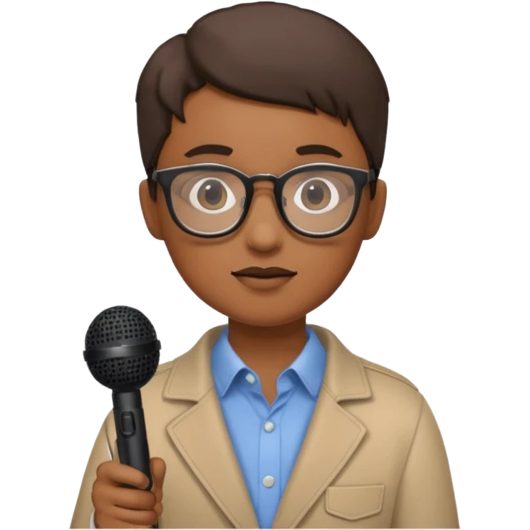 journalist in studio. emoji