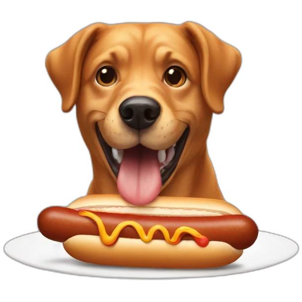 dog eating a hot dog emoji