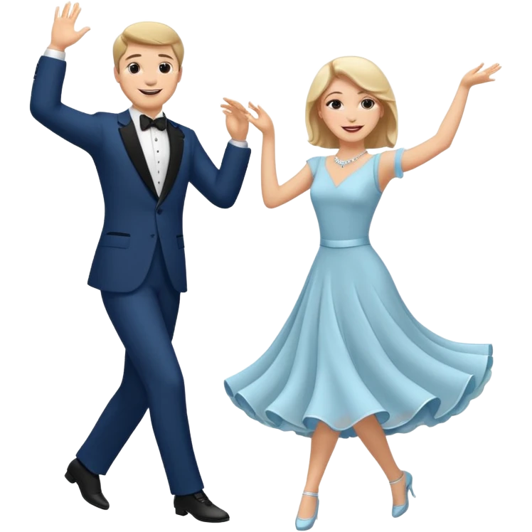White Man and white woman dancing white emoji